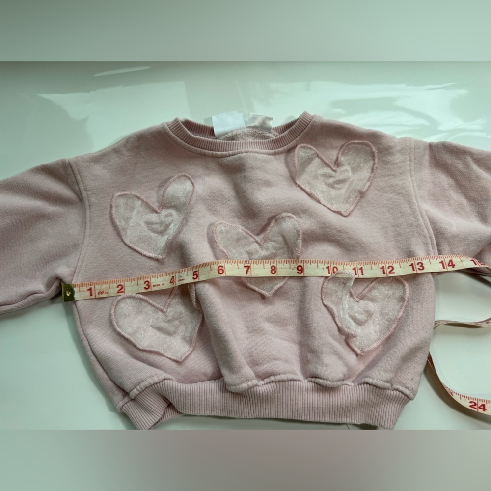 Zara kids Pink Heart Embellished Sweatshirt size 1 1/2 years - Picture 4 of 7